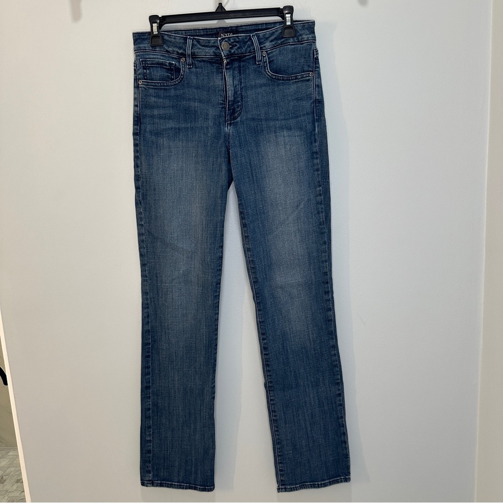 EUC NYDJ Marilyn Straight Leg Jeans Pants Stretch 6 Medium Blue Denim